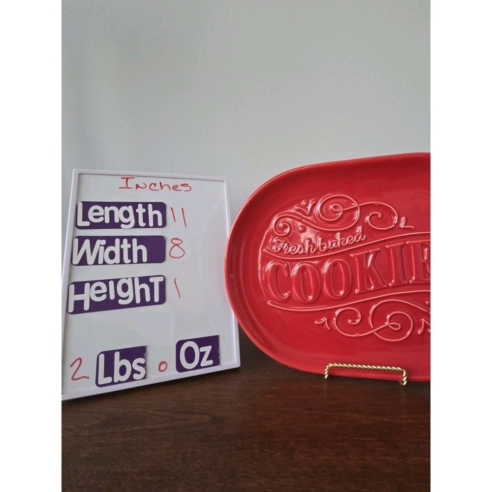 Hallmark Fresh Baked Cookies Serving Platter Red 11" x 8" Christmas Decore - Picture 2 of 4
